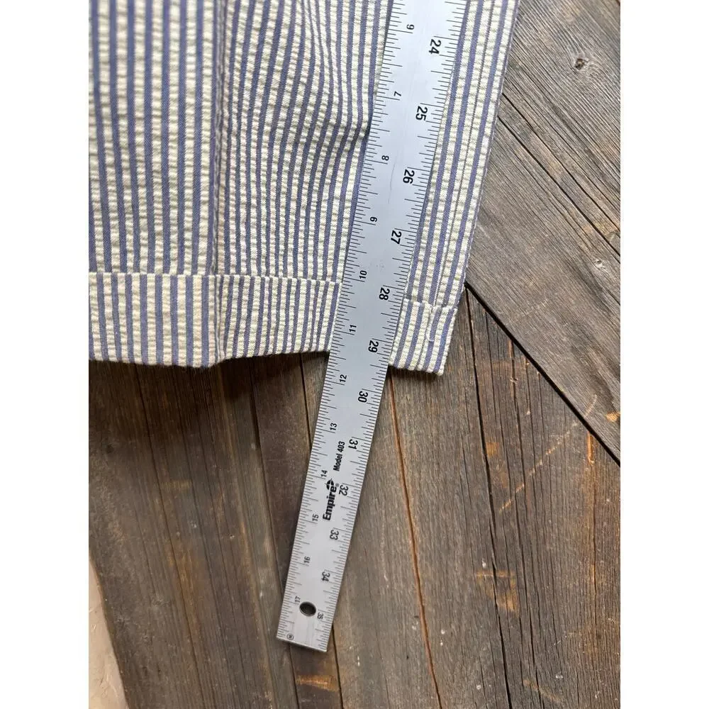 Hardy Amies Vintage Two-Piece Suit 36x30 White w/ Blue Stripes 100% Cotton